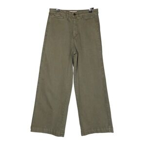 OAT New York Womens Wide Leg Crop Pants Size 4/27 Green Contemporary Denim